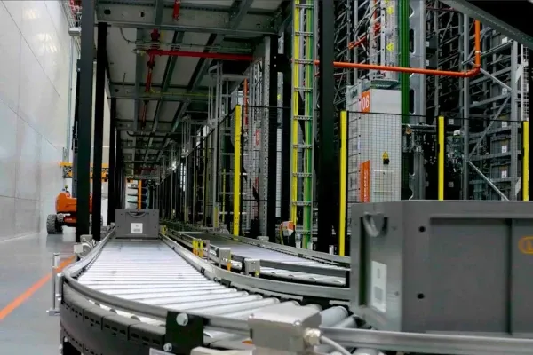 Material-handling conveyor system in a distribution facility